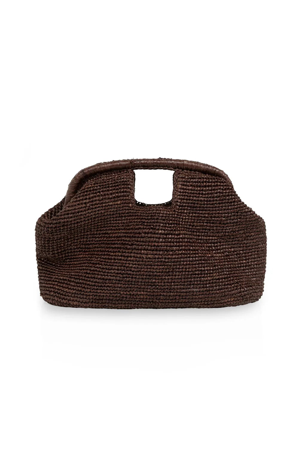 YAYA - Crochet Straw Clutch Bag in Aubergine Purple