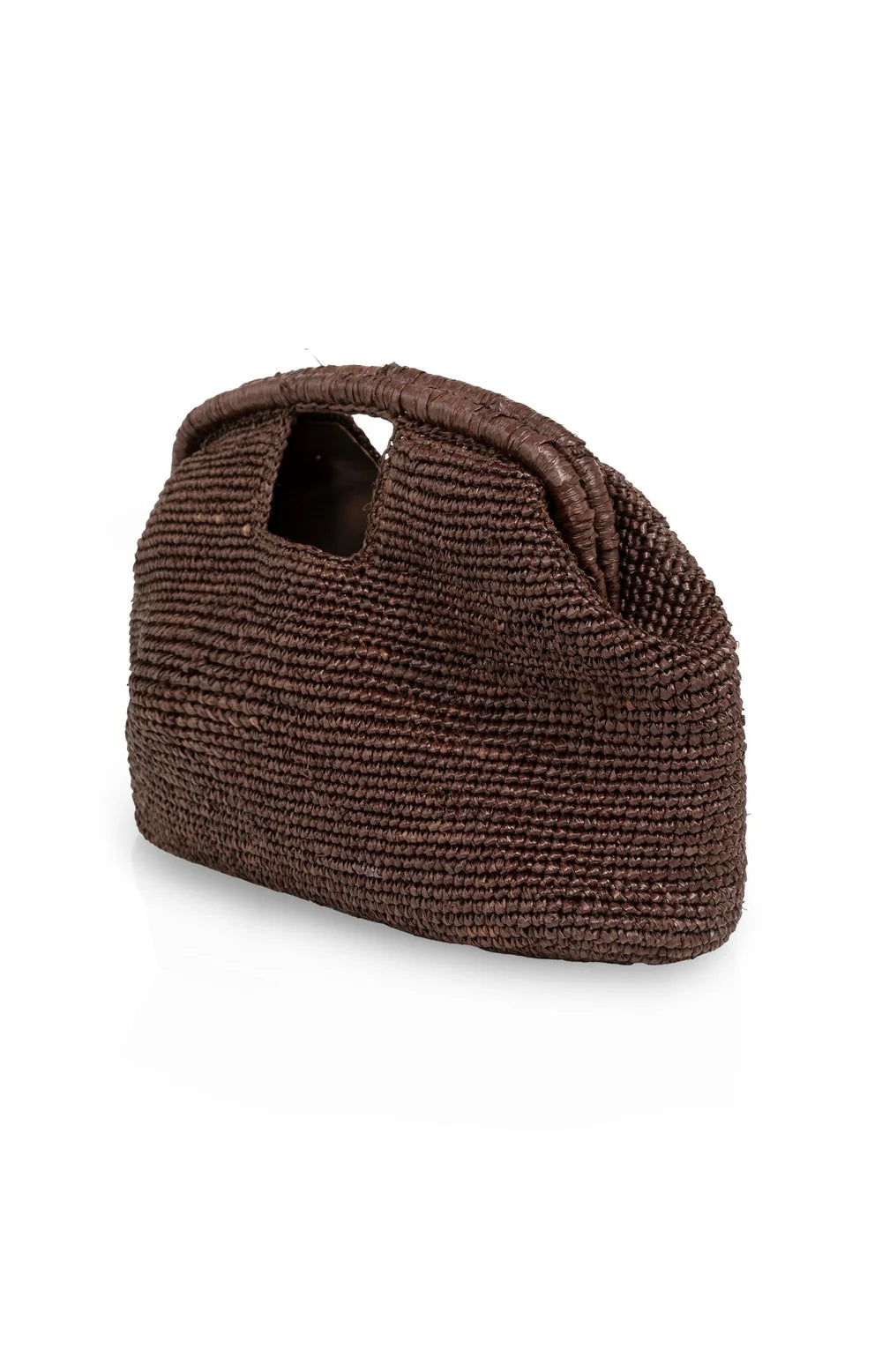 YAYA - Crochet Straw Clutch Bag in Aubergine Purple