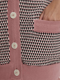 Varley - Tiffany Textured Knit Cardigan in Woodrose Multi Stitch
