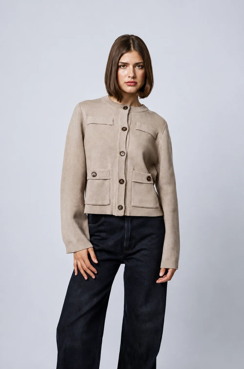 LINE Knitwear - Coraline Cardigan in Bisque