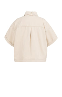 YAYA - Denim Twill Short Sleeve Jacket in Desert Beige