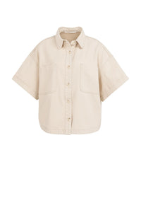 YAYA - Denim Twill Short Sleeve Jacket in Desert Beige