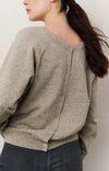 YAYA - Double V-neck Sweater with Back Button Detail in Brownish Grey
