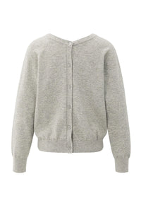 YAYA - Double V-neck Sweater with Back Button Detail in Brownish Grey