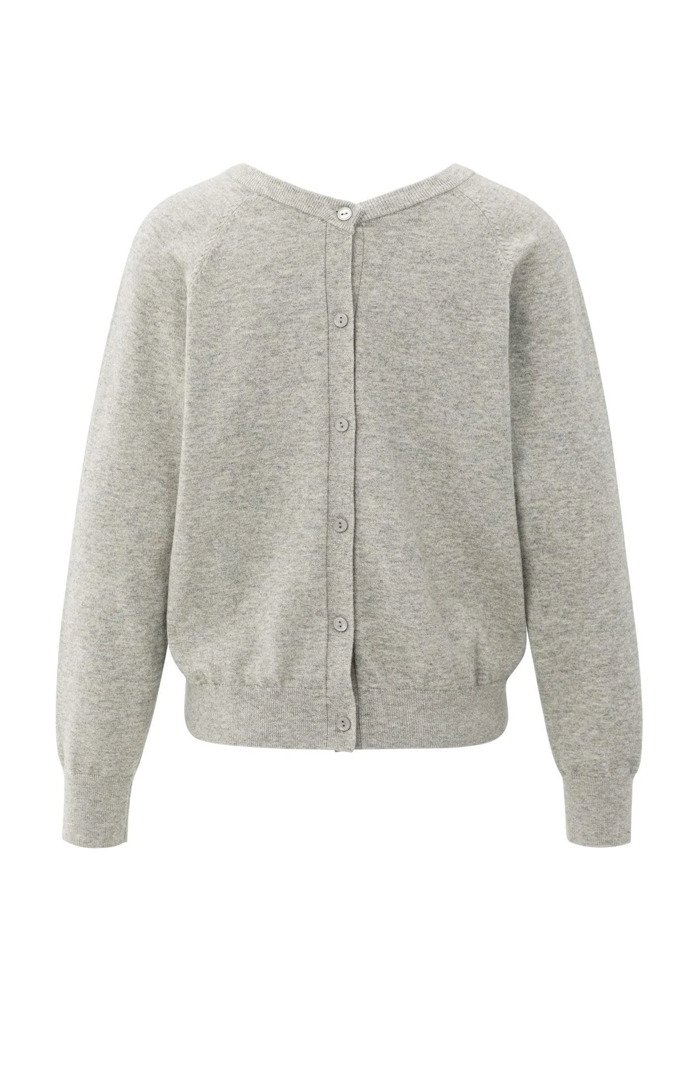 YAYA - Double V-neck Sweater with Back Button Detail in Brownish Grey