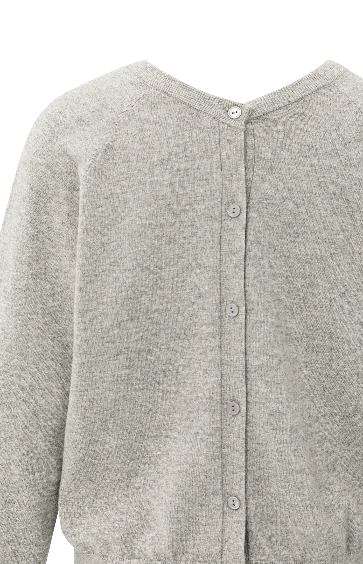 YAYA - Double V-neck Sweater with Back Button Detail in Brownish Grey