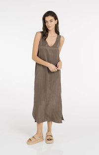 YAYA - Dress with Crinkle Texture in Washed Brown