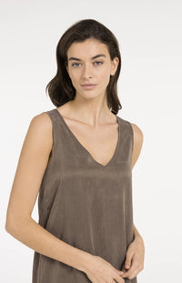 YAYA - Dress with Crinkle Texture in Washed Brown