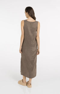 YAYA - Dress with Crinkle Texture in Washed Brown