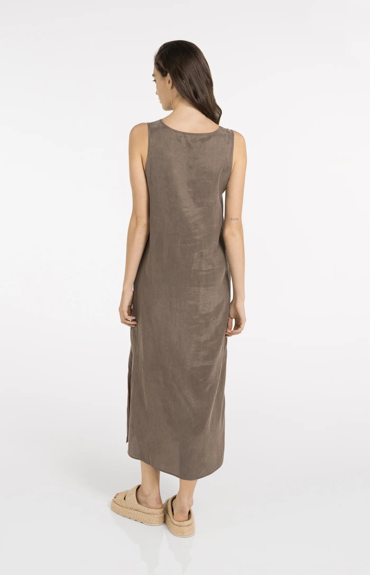 YAYA - Dress with Crinkle Texture in Washed Brown