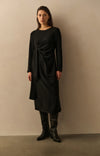 YAYA - Elegant Long Sleeve Dress with Front Knot Detail in Black