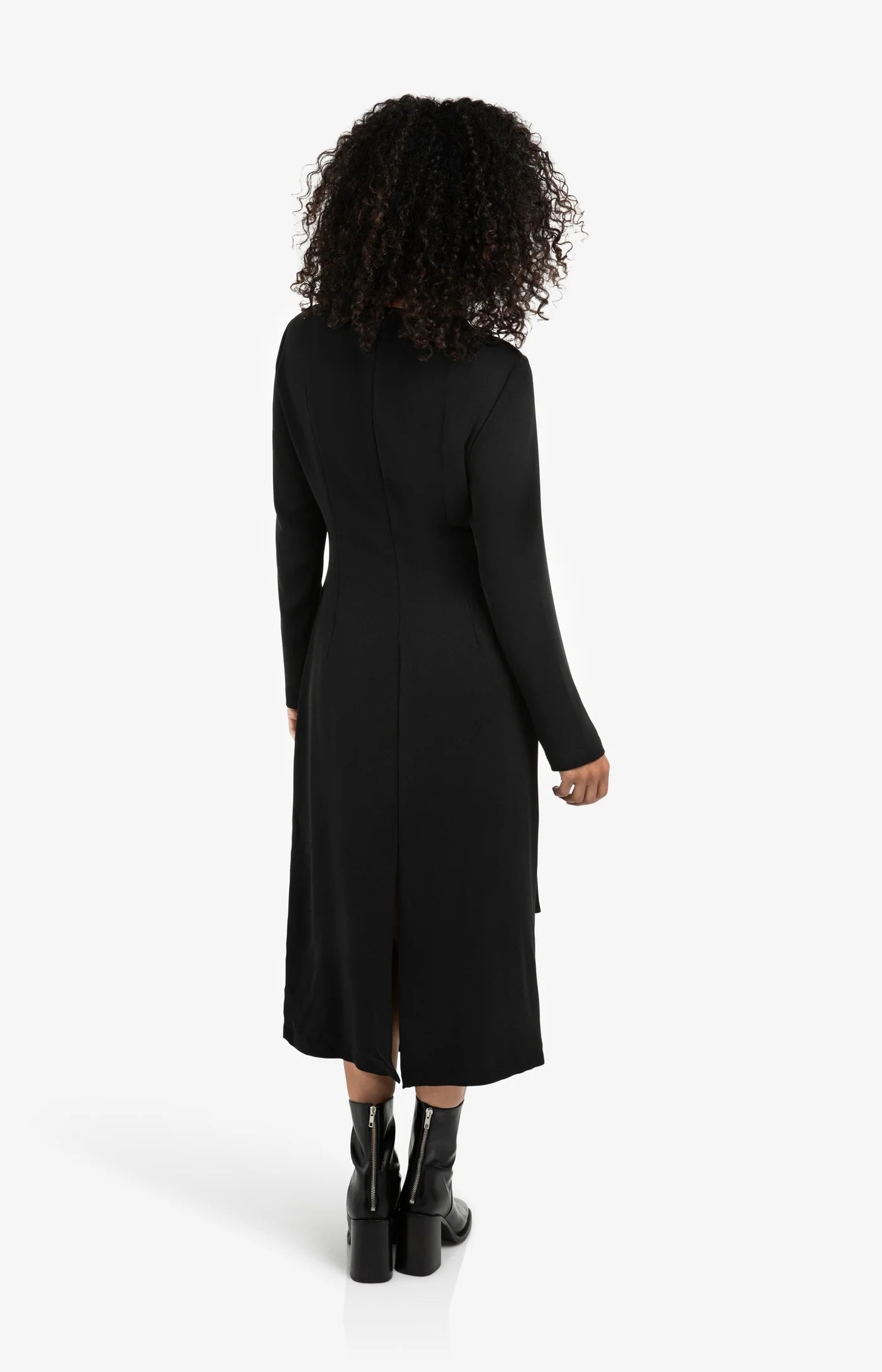 YAYA - Elegant Long Sleeve Dress with Front Knot Detail in Black