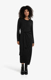 YAYA - Elegant Long Sleeve Dress with Front Knot Detail in Black