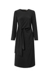 YAYA - Elegant Long Sleeve Dress with Front Knot Detail in Black