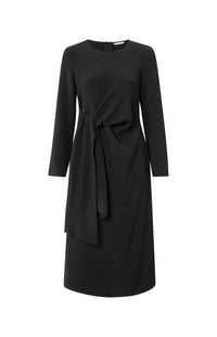 YAYA - Elegant Long Sleeve Dress with Front Knot Detail in Black