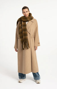 YAYA - Long Wool Blend Coat in Cornstalk Brown Melange