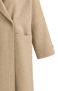 YAYA - Long Wool Blend Coat in Cornstalk Brown Melange