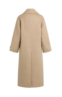YAYA - Long Wool Blend Coat in Cornstalk Brown Melange