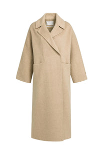 YAYA - Long Wool Blend Coat in Cornstalk Brown Melange