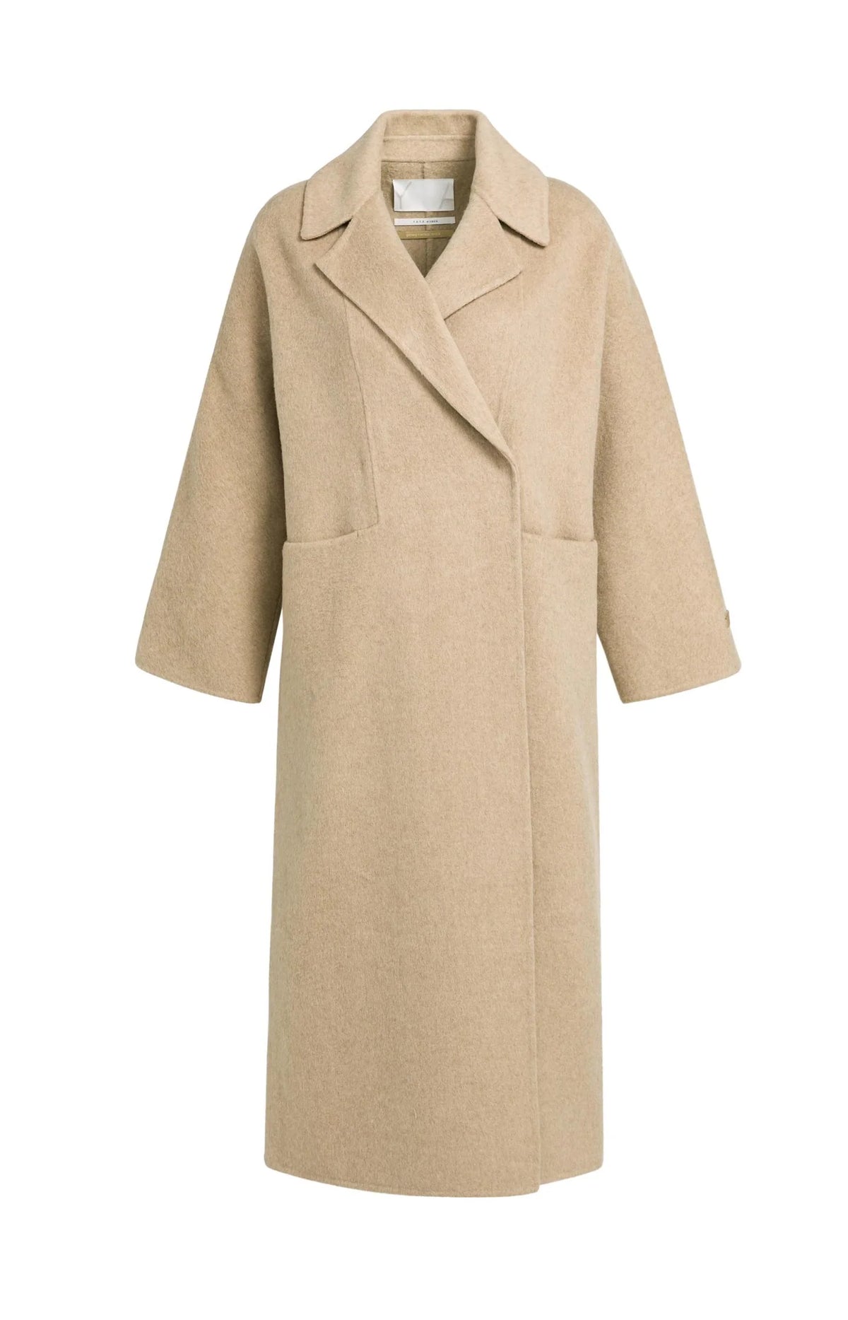 YAYA - Long Wool Blend Coat in Cornstalk Brown Melange
