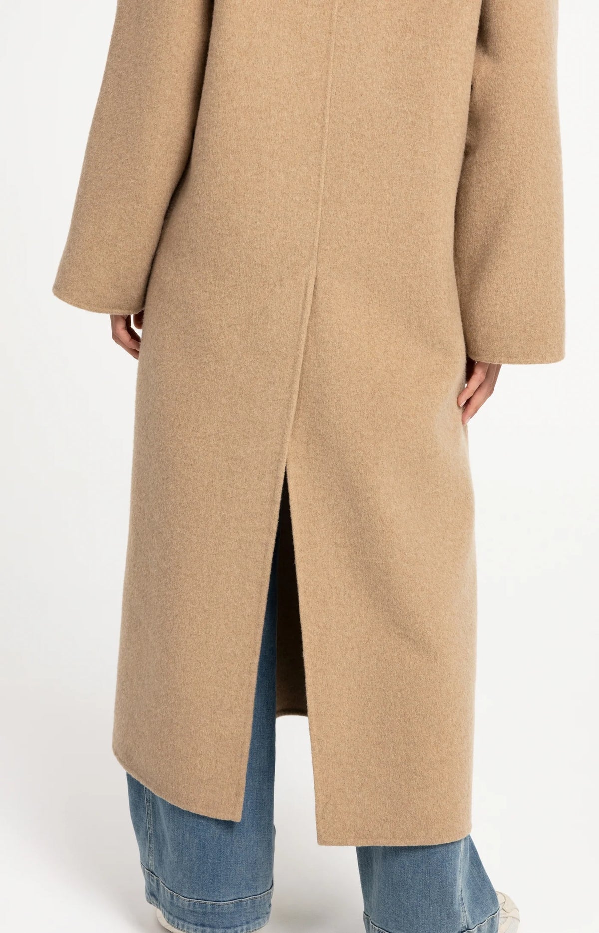 YAYA - Long Wool Blend Coat in Cornstalk Brown Melange