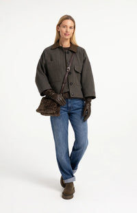 YAYA - Faux Fur Cross Body Bag in Slate Black Brown