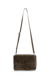 YAYA - Faux Fur Cross Body Bag in Slate Black Brown