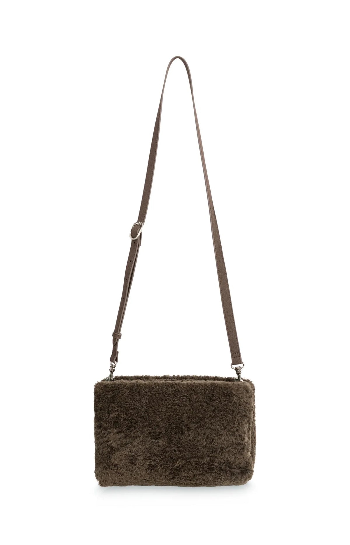 YAYA - Faux Fur Cross Body Bag in Slate Black Brown