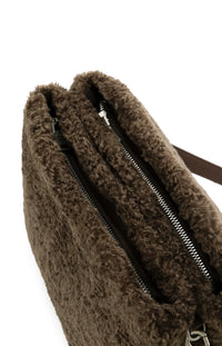 YAYA - Faux Fur Cross Body Bag in Slate Black Brown
