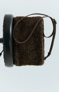 YAYA - Faux Fur Cross Body Bag in Slate Black Brown