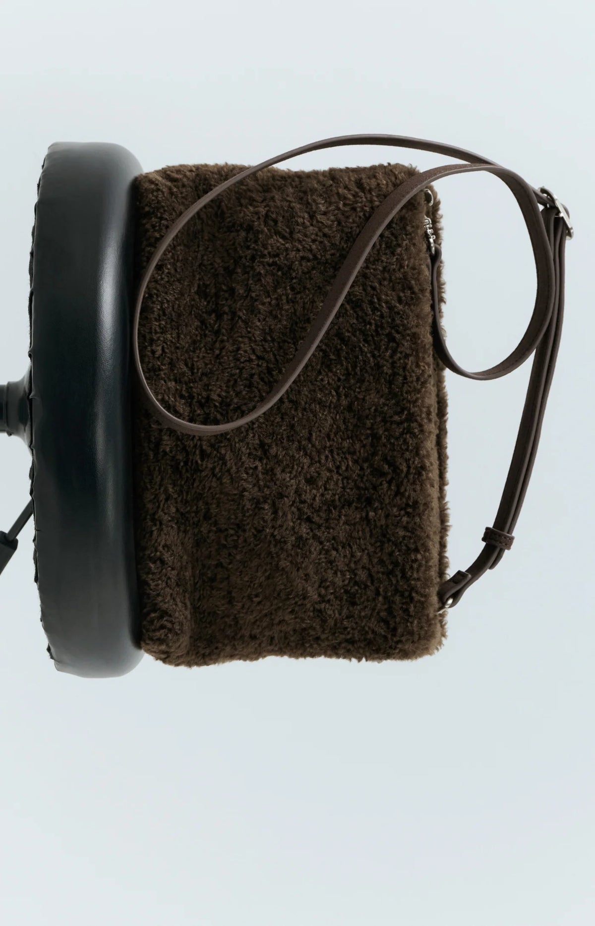 YAYA - Faux Fur Cross Body Bag in Slate Black Brown