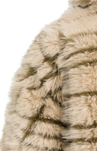 YAYA - Faux Fur Checked Jacket with Collar in Pure Cashmere Grey Dessin