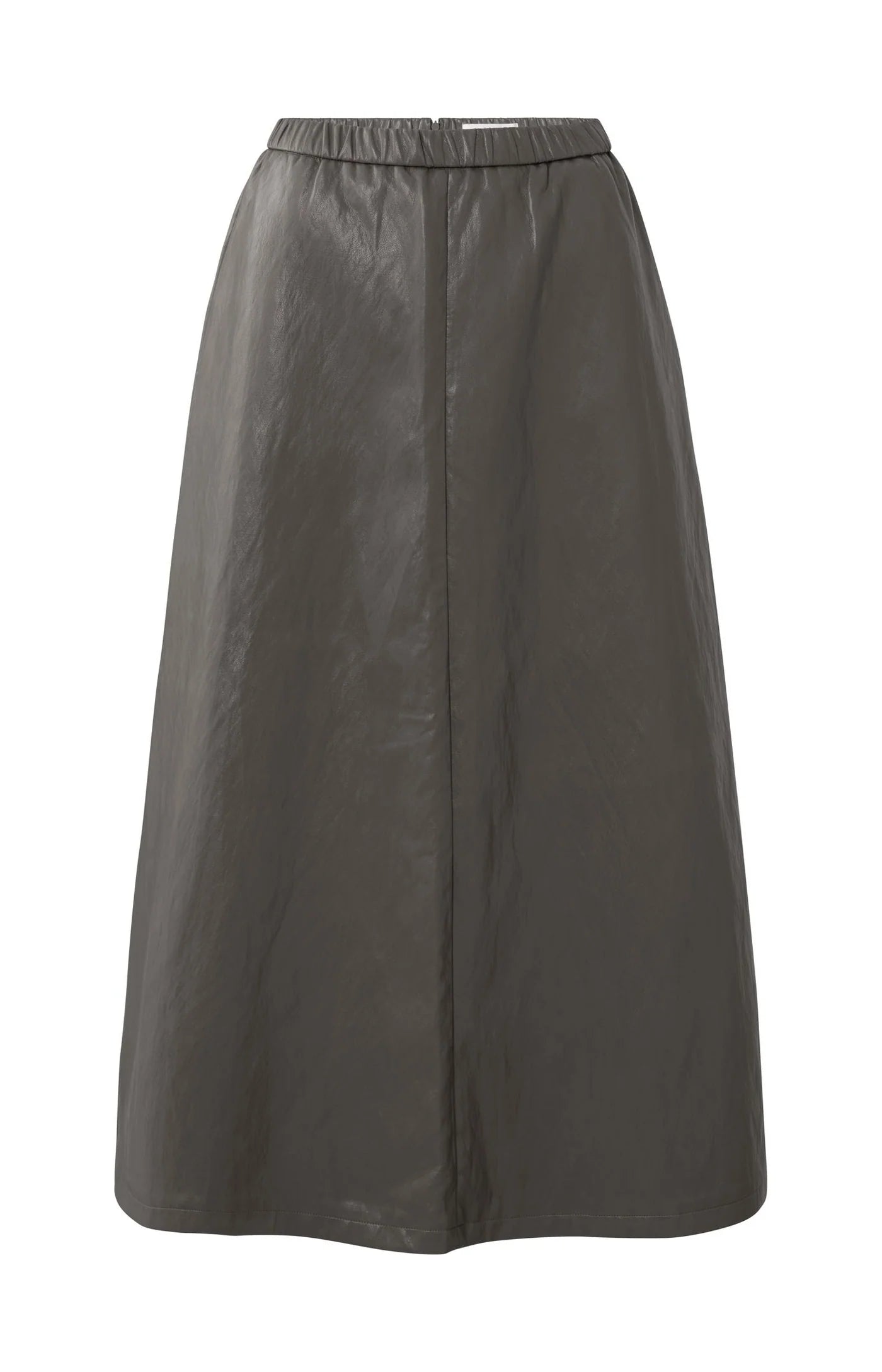 YAYA - Faux leather A-line midi skirt in Dark Taupe Grey je