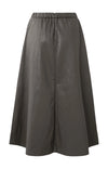 YAYA - Faux leather A-line midi skirt in Dark Taupe Grey je