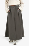 YAYA - Faux leather A-line midi skirt in Dark Taupe Grey je