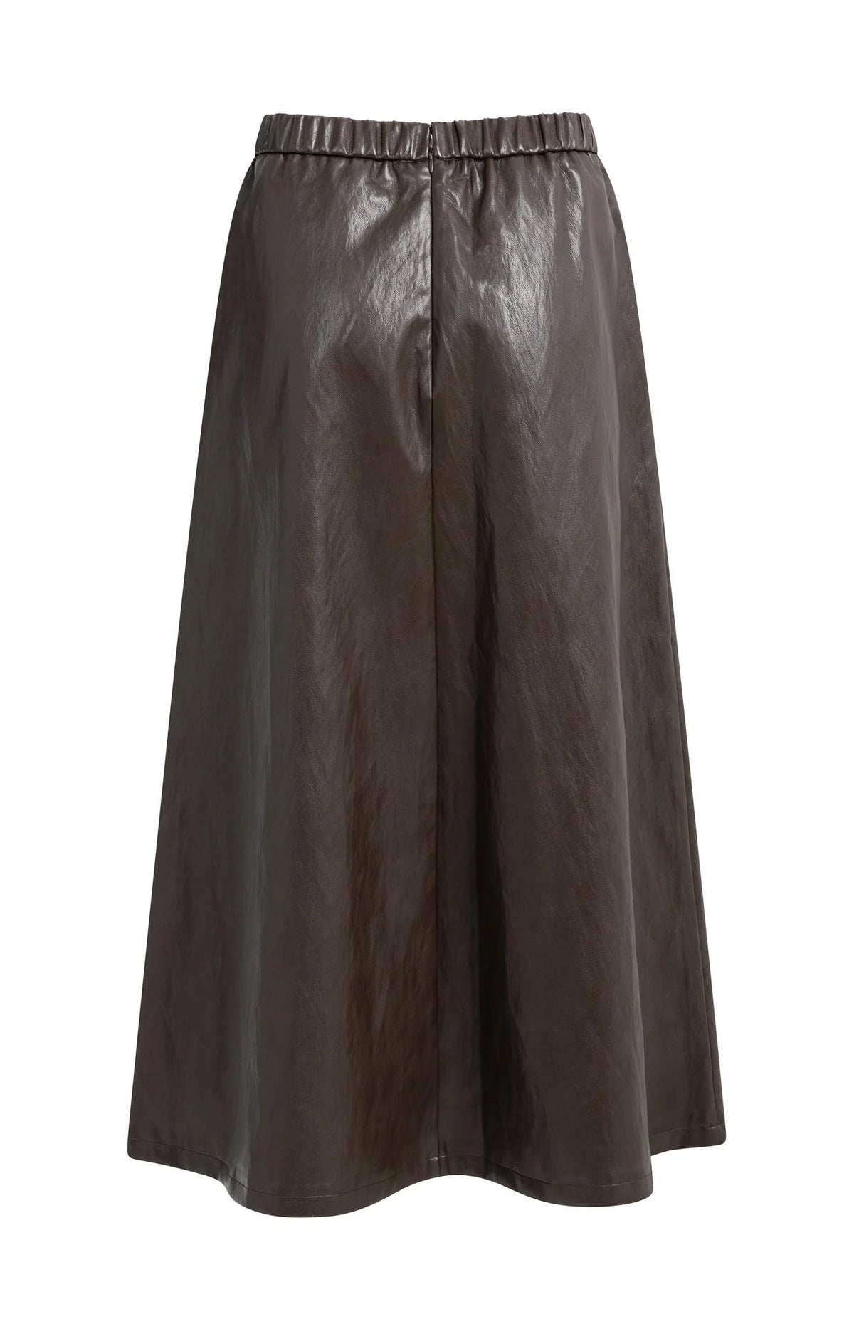 YAYA - Faux Leather Aline Midi Skirt with Pockets - Delicioso Brown
