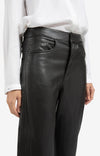 YAYA - Faux Leather Trousers with Seam Details in Anthracite Brown