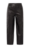 YAYA - Faux Leather Trousers with Seam Details in Anthracite Brown