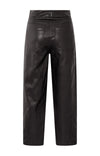 YAYA - Faux Leather Trousers with Seam Details in Anthracite Brown