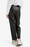 YAYA - Faux Leather Trousers with Seam Details in Anthracite Brown