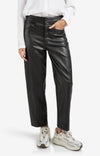 YAYA - Faux Leather Trousers with Seam Details in Anthracite Brown