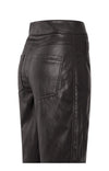 YAYA - Faux Leather Trousers with Seam Details in Anthracite Brown