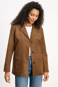 Velvet - Salie - Faux Suede Jacket in Brown