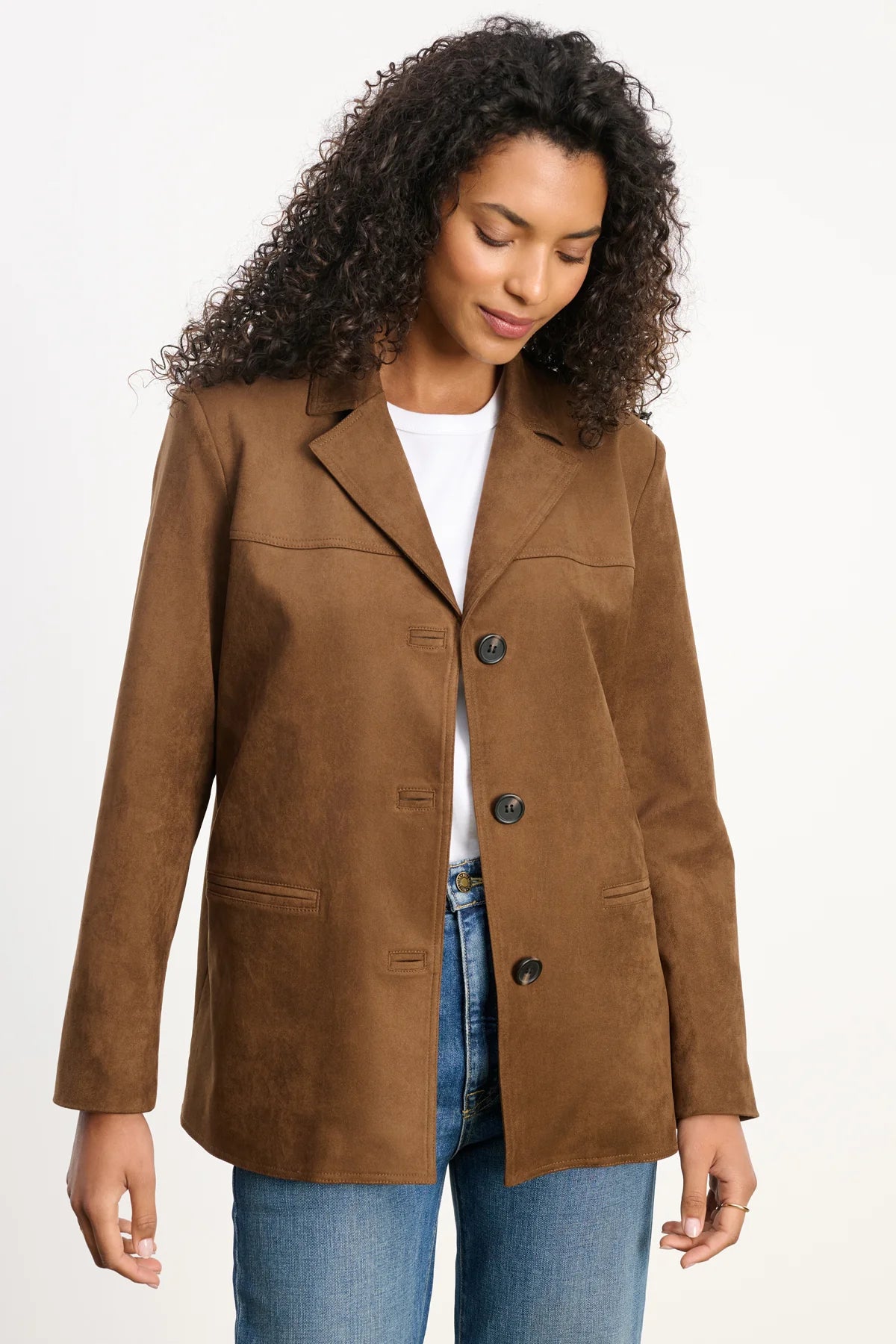 Velvet - Salie - Faux Suede Jacket in Brown