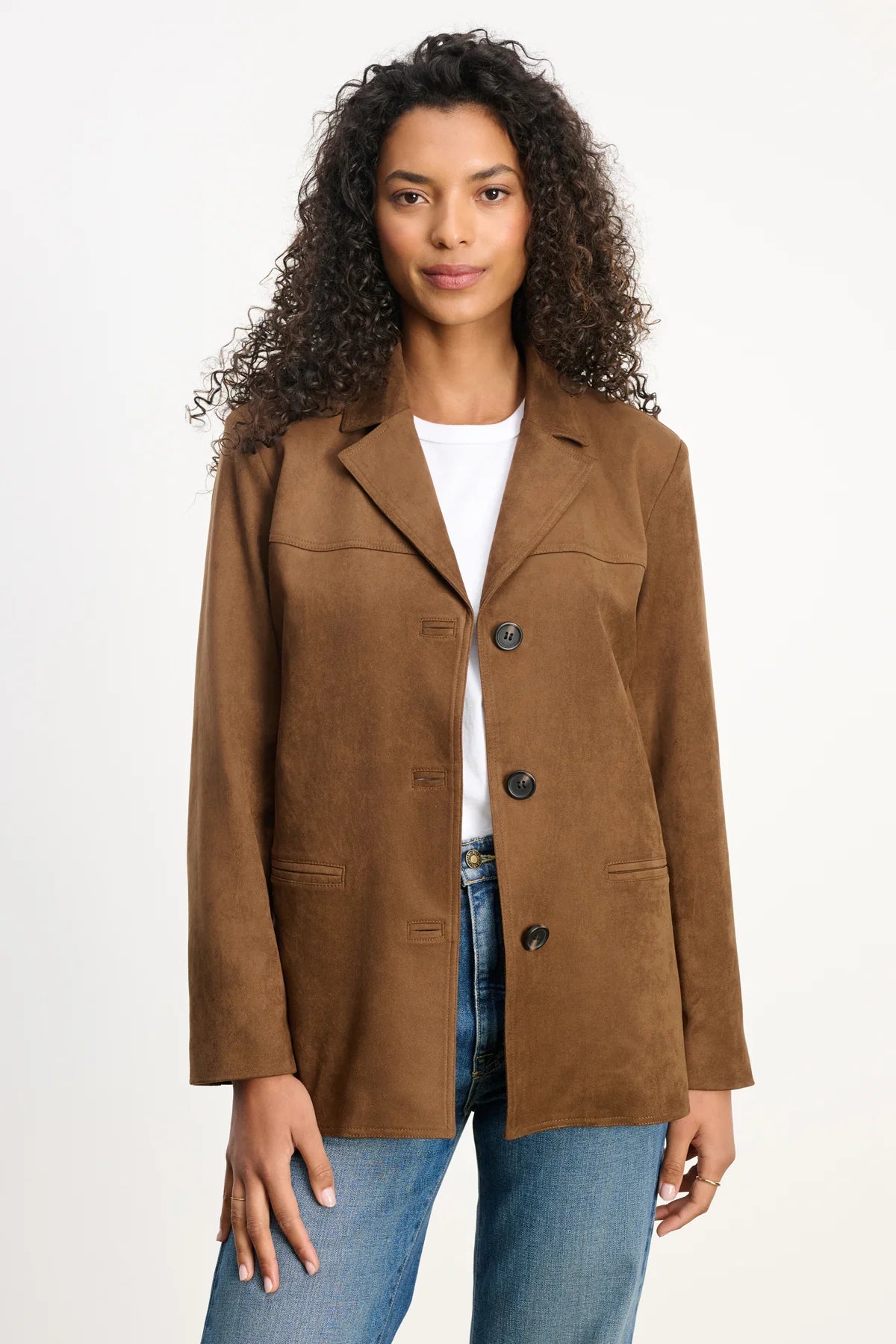 Velvet - Salie - Faux Suede Jacket in Brown