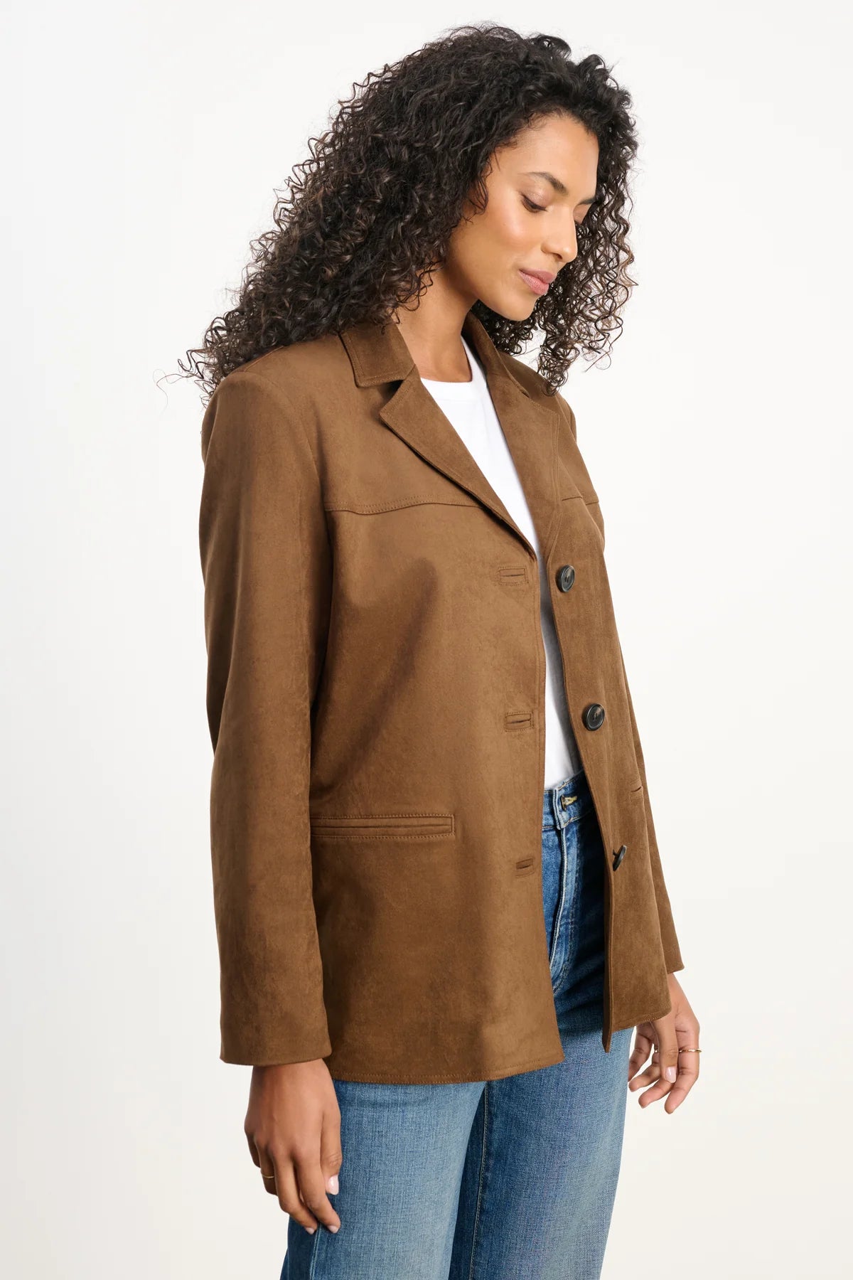 Velvet - Salie - Faux Suede Jacket in Brown