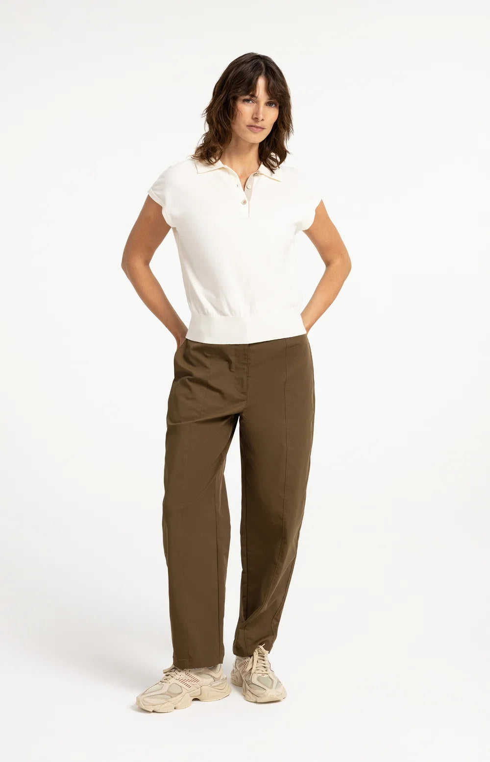 YAYA - Sleeveless Polo Sweater - Off White