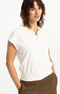 YAYA - Sleeveless Polo Sweater - Off White