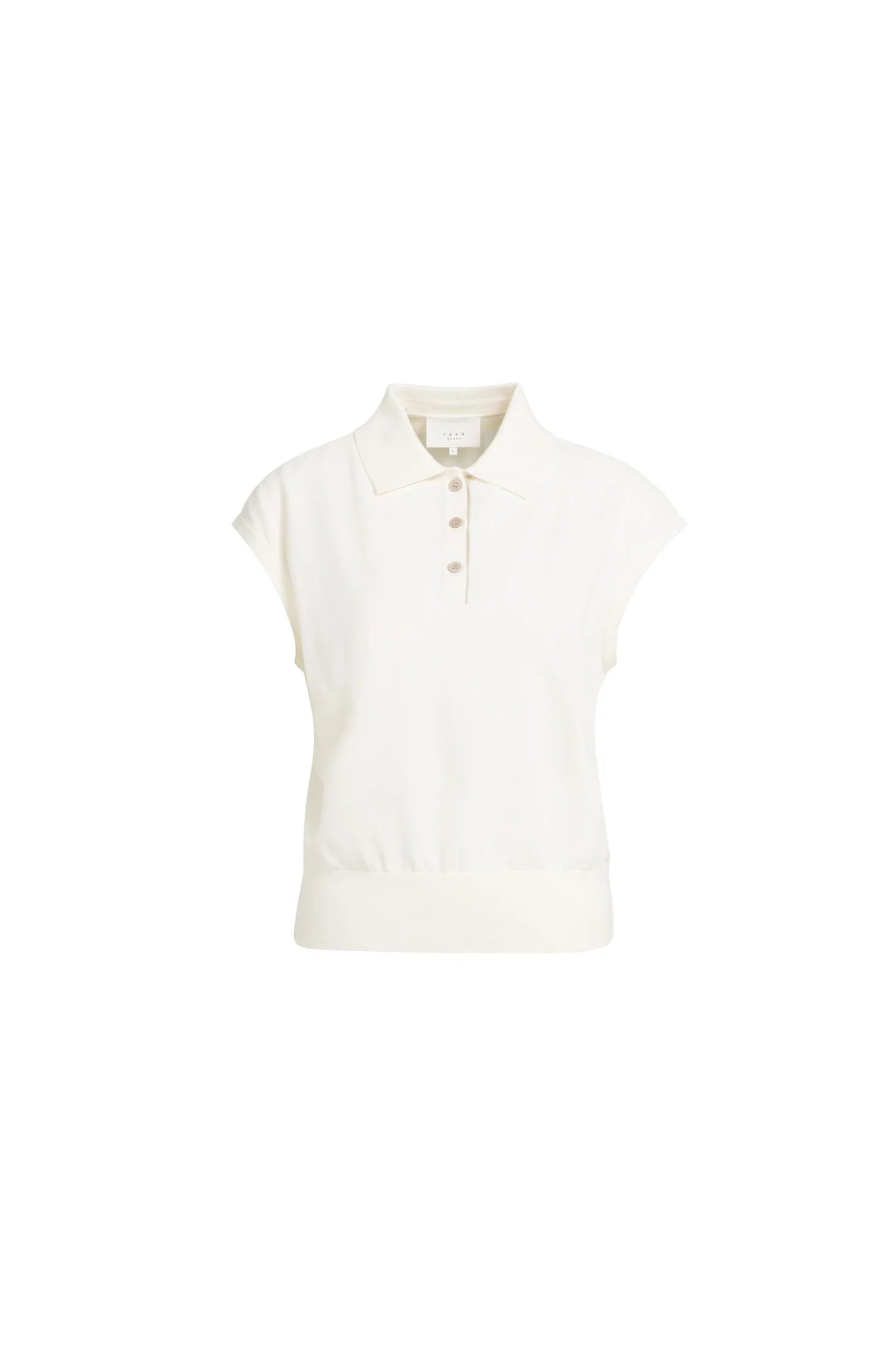 YAYA - Sleeveless Polo Sweater - Off White