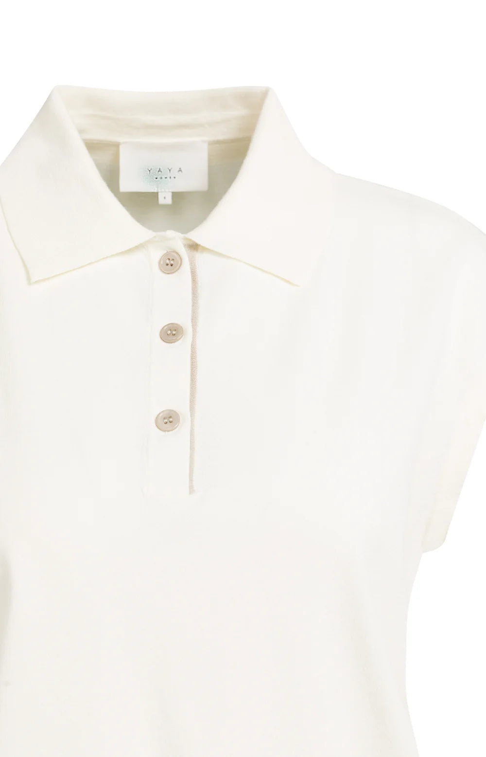 YAYA - Sleeveless Polo Sweater - Off White